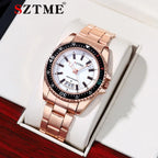 2024 New Men's and Women's Steel Strip Watch Trendy Leisure Calendar Scale Stainless Steel Strip Couple Quartz Watch Gift Watch
