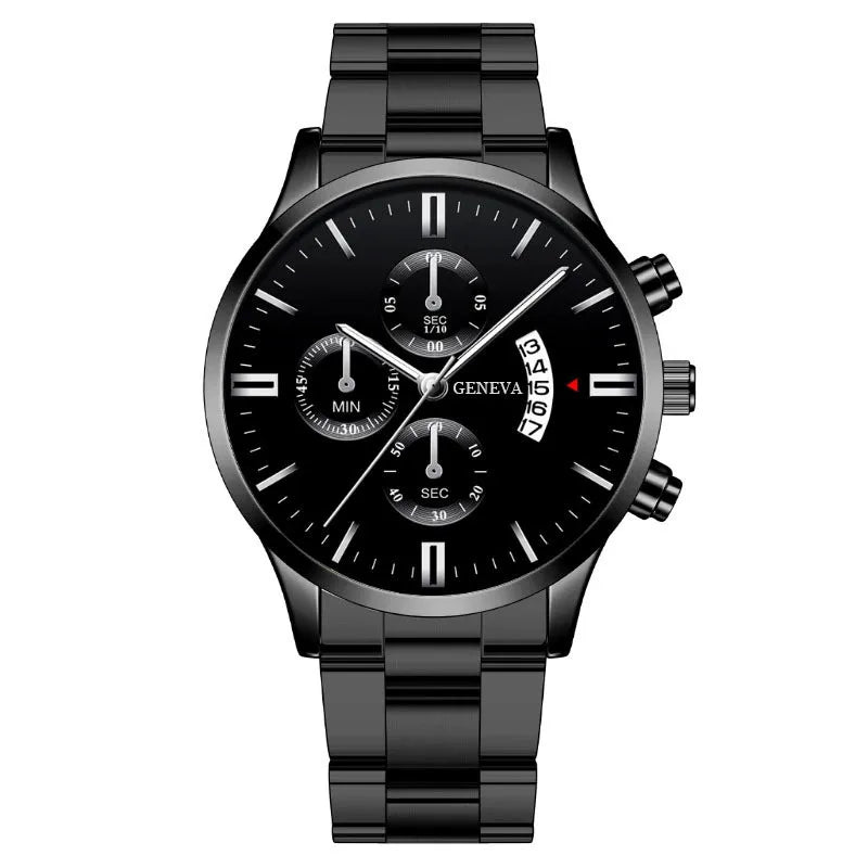 Men's Watch Calendar Steel Strip Watch Men's Business Large Dial Quartz Watch