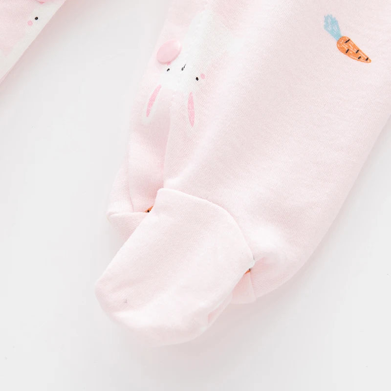 Baby's Long-Sleeved Jumpsuit, Pure Cotton, Newborn Pajamas, Baby Girl Clothes, Foot Covering Suit, Spring and Summer
