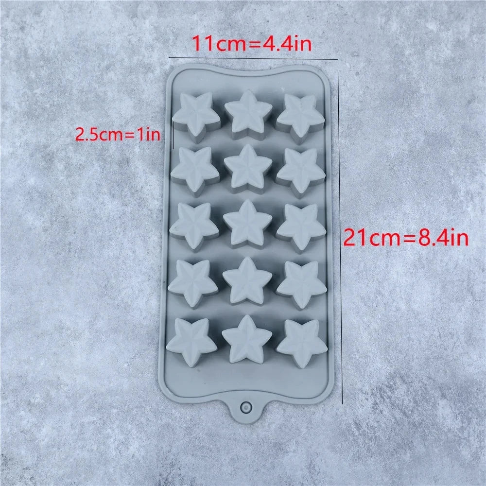 1PC Five-Pointed Star Silicone Chocolate Mold Creative Jelly Christmas Candy DIY Mold Ice Tray Baking Mold