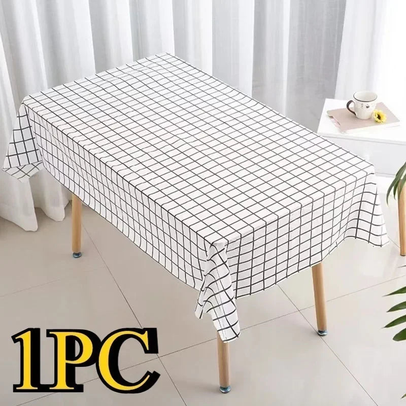 1/3PCS Disposable Checkered Tablecloth Plastic Tablecloth for Birthday Party Wedding Picnics Easy To Clean