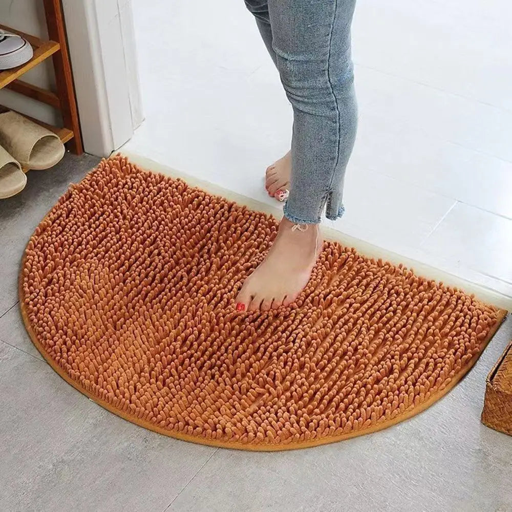 Semicircular Pet Mat Non Slip Water Absorbent Chenille Bath Mat Floor Carpet Shower Rug