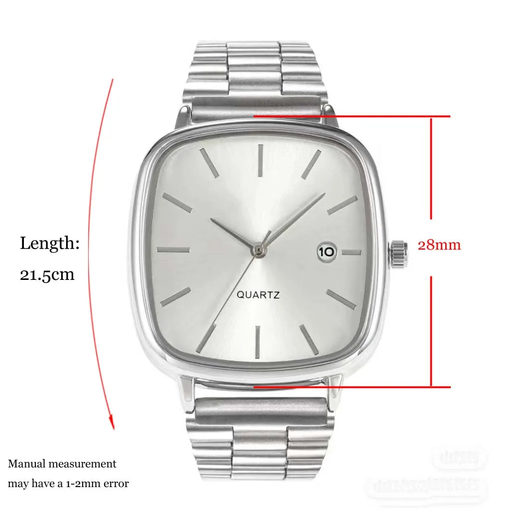 Fashion Brand Men Watch Steel Strap Business Calendar Quartz Watches Luxury Wristwatches Gift Dropshipping Big Dial Clock