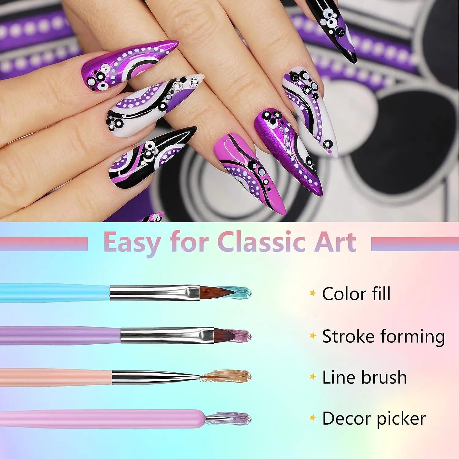 Nail Brushes Set Professional Nail Supplies For Acrylic UV Gel Drawing Dotting Manicure Nail Art Design Tools Makeup Accessorie