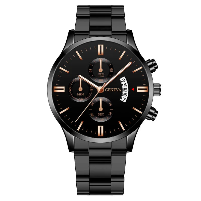 Men's Watch Calendar Steel Strip Watch Men's Business Large Dial Quartz Watch