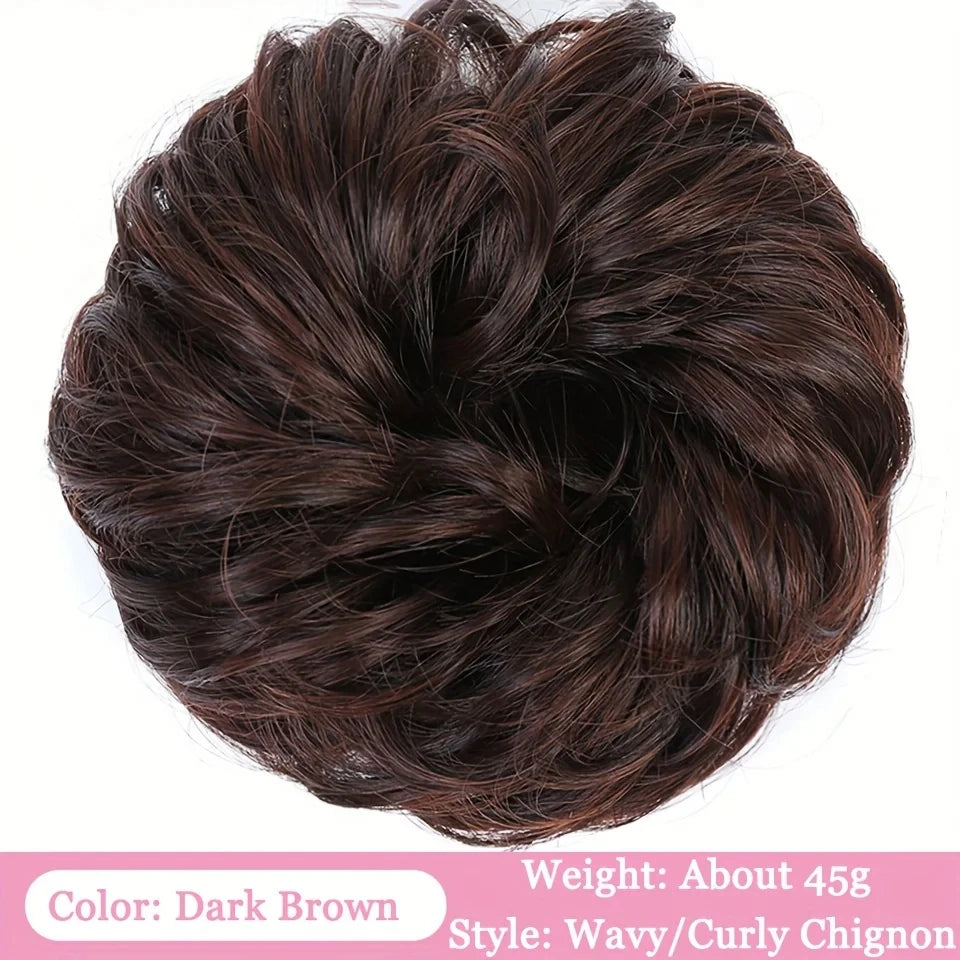 OLACA Synthetic Hair Bun Bands Blonde Black Messy Curly Chignon Donut Updo Scrunchies Fake Hair Pieces For Women Hair Extensions