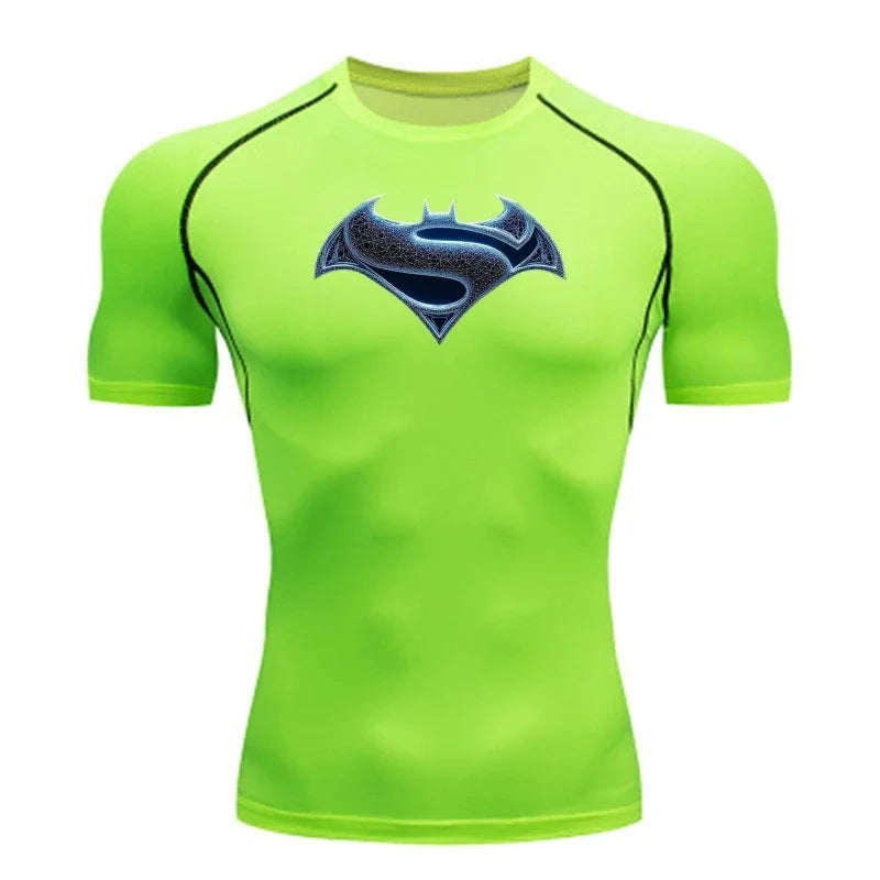 2026 Men's T Shirt Outdoor Training Fitness Gym Jogging Running Sweatshirt Bat/-Man Compression Shirts Tight Elastic Breathable