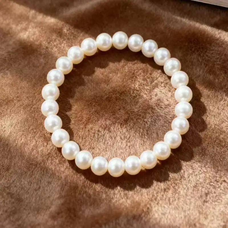 Fashion Elegant Elastic White Pearl Bracelet For Women Men Wedding Banquet Stretch Bracelets 6-12mm Beads Handmade Jewelry Gift