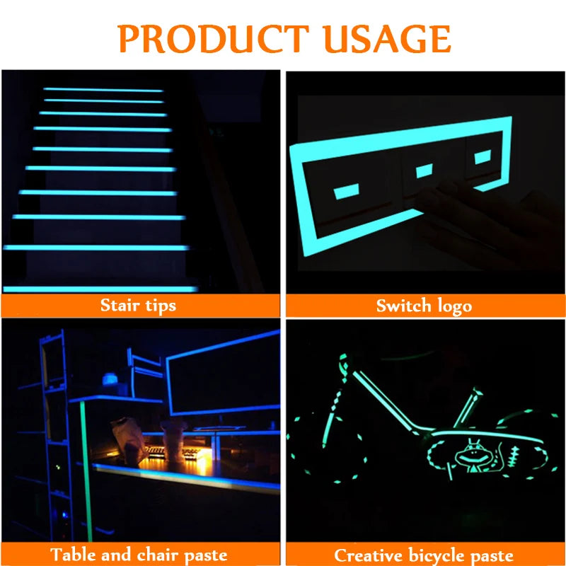 Self-adhesive Luminous Tape Glow Emergency Logo In The Dark Safety Stage Stickers Home Decor Party Supplies Decorative