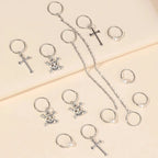 13pcs Cross&Skull Decor Hair Ring,Dreadlocks Beads Hair Braid Rings Clips Dread Locks Hair Braiding Cuffs Decoration/Accessories