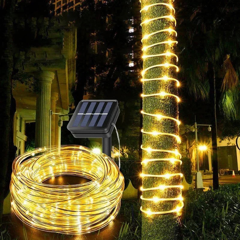 LED Solar Rope Tube Strip Light Outdoor Waterproof Fairy Light Strings Christmas Decor for Garden Lawn Tree Yard Fence Pathway