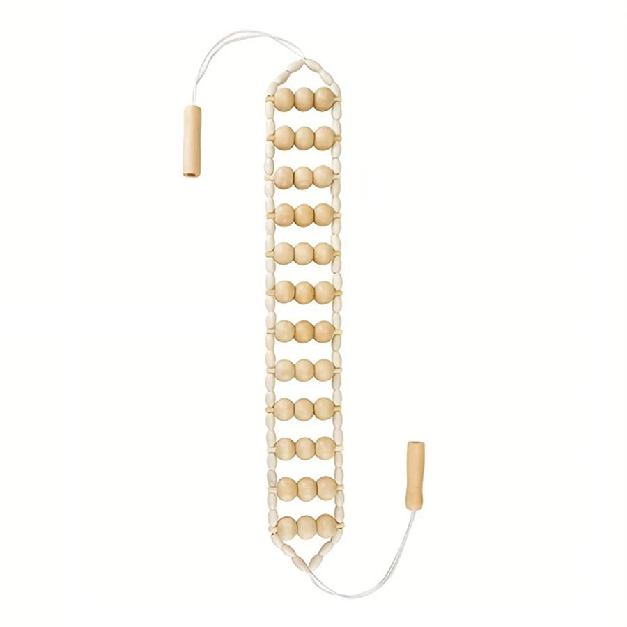 Wood Back Massage Roller Rope Tool,Wood Massage Tools,Portable Handheld Rolling,Self Massage Strap for Back Neck Shoulders Legs