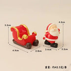 4pcs Santa Claus Sled Resin Small Ornaments Home Decoration Dolls Office Desktop DIY Model Accessories Children's Christmas Gift