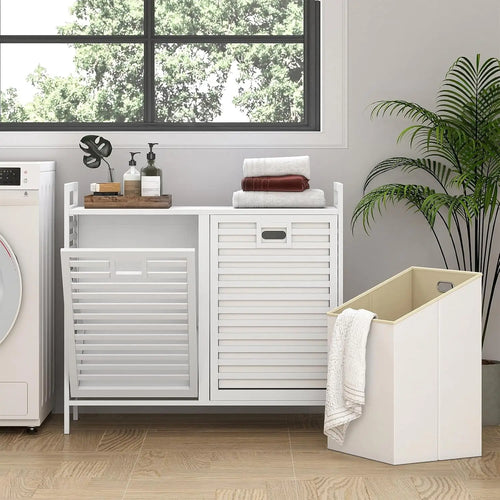 Giantex Bamboo Tilt Out Laundry Hamper Cabinet, Wicker Laundry Sorter