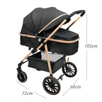 3-in-1 Baby Stroller High Landscape Large Wheel Baby Stroller Can Sit and Lie Two-way Push Travel Stroller with 0-4 years baby