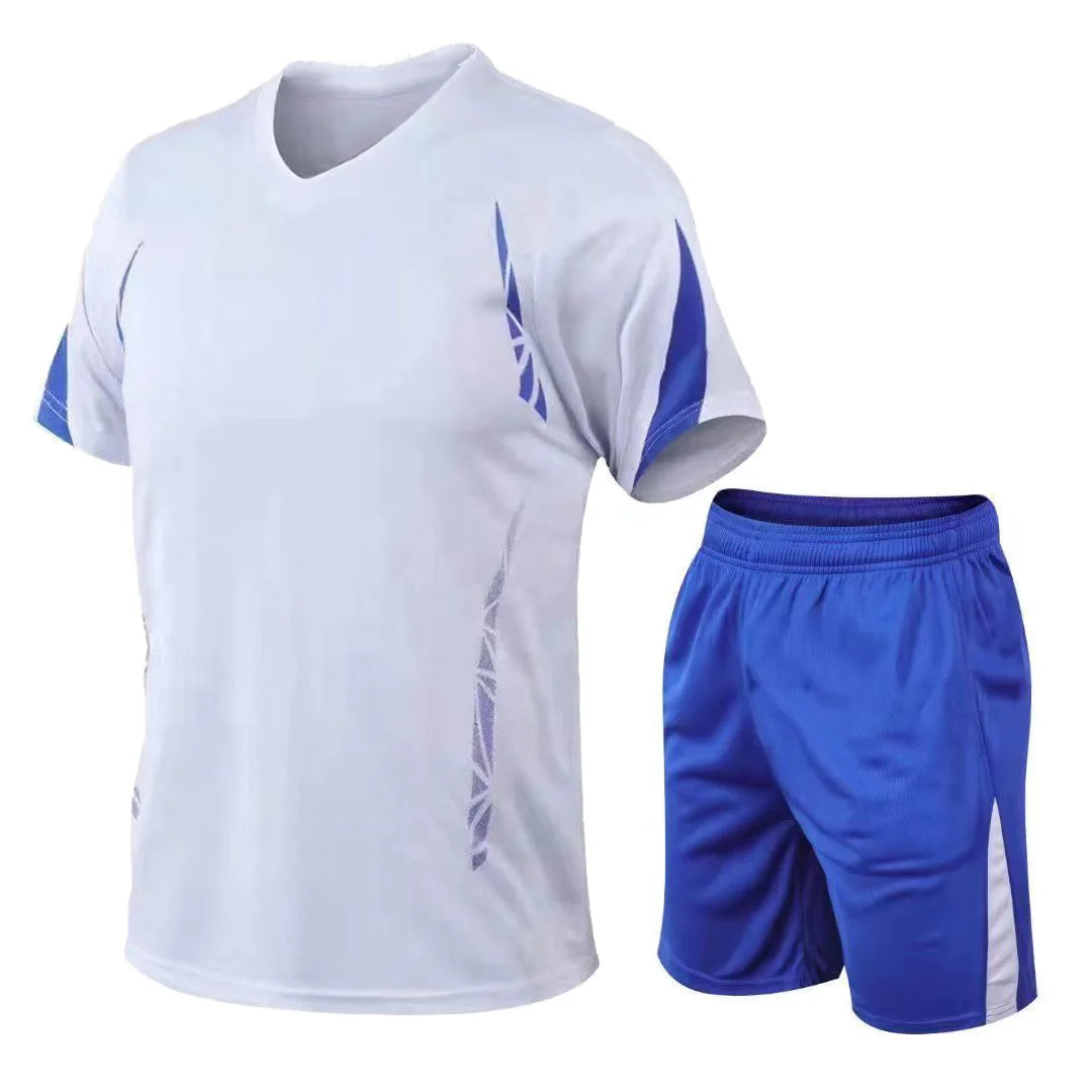Running Sets Men Sportswear Short sleeve Clothes Fitness Basketball tennis Soccer Plus Size Gym Clothing 2 pieces Sports Suits