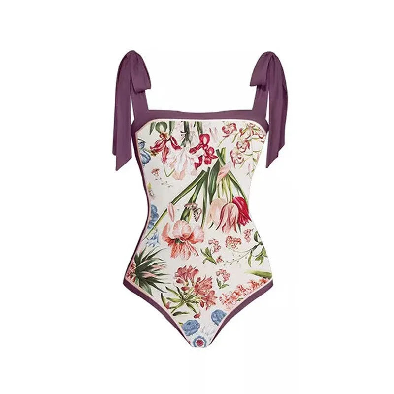 Sexy Slimming One-Piece Swimsuit Women's Beach Dress Set Fashionable Thermal Spa Swimming Bikini Full Coverage Fixed Chest Pad