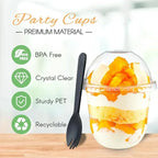 50pcs Pudding Cups Wiht Lids Plastic Boxes Ice-Cream Mousse Dessert Picnic Party Packing Dessert Cups with Lid