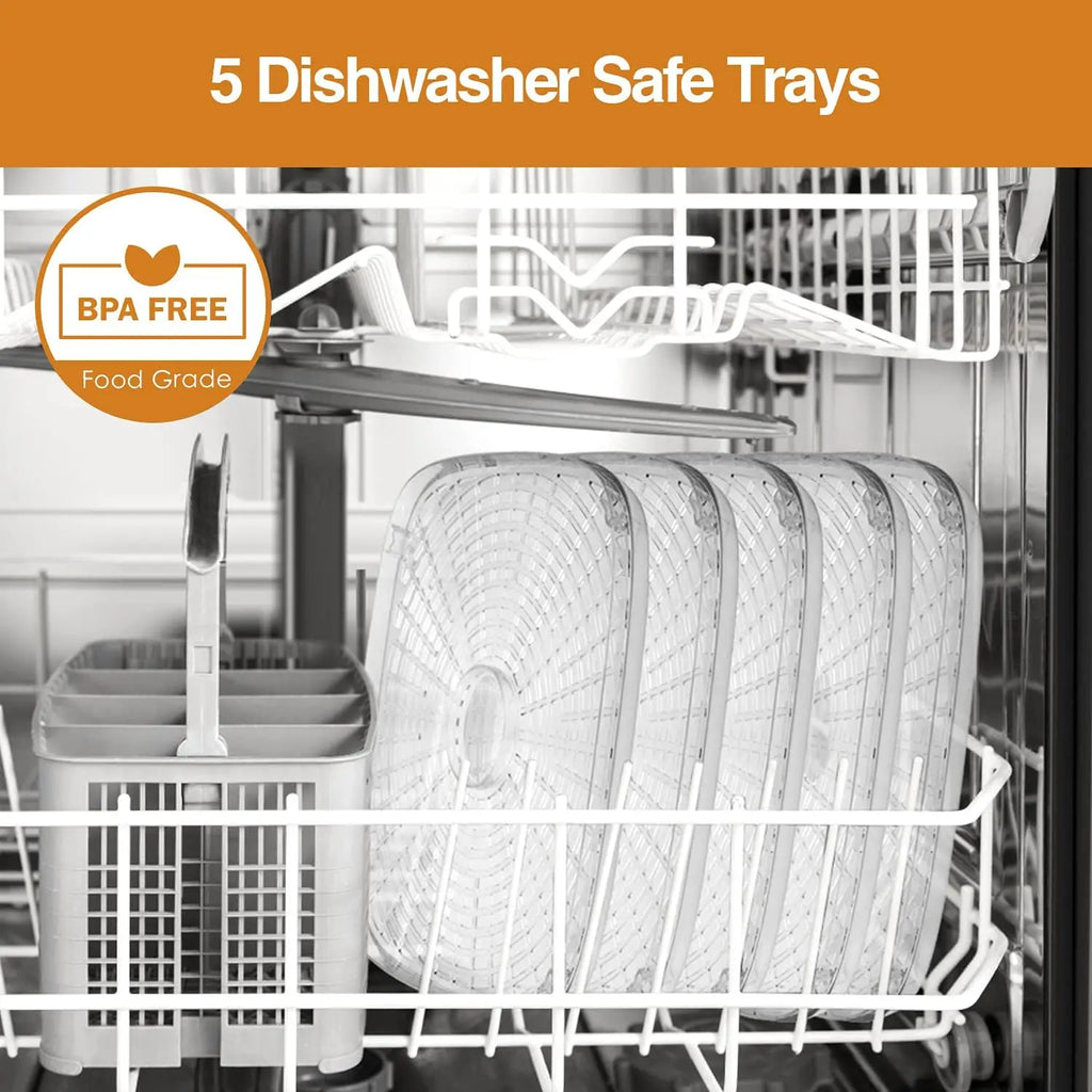 240W Food Dehydrator, Dehydrator for Food and Jerky, Fruits, Herbs, Veggies, 5 BPA-Free Trays Dishwasher Safe