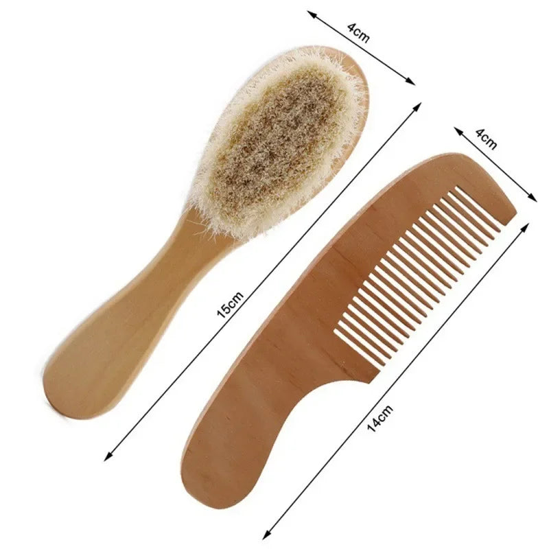 Newborn Baby Wool Baby Wooden Brush Comb Newborn Hair Brush Infant Head Massager Portable Baby Comb Hair Bath Brush Comb New