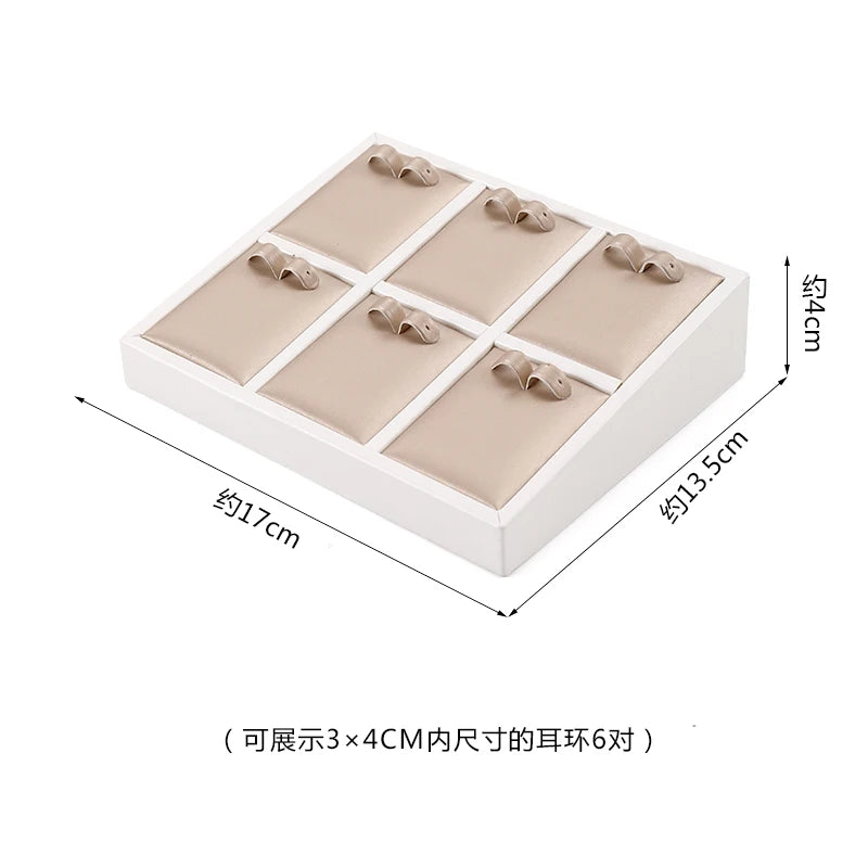 Champagne Leather Jewelry Set for Earrings Rings Display Stand Storage Organizer for Fashion Women Bracelets Necklaces Tray