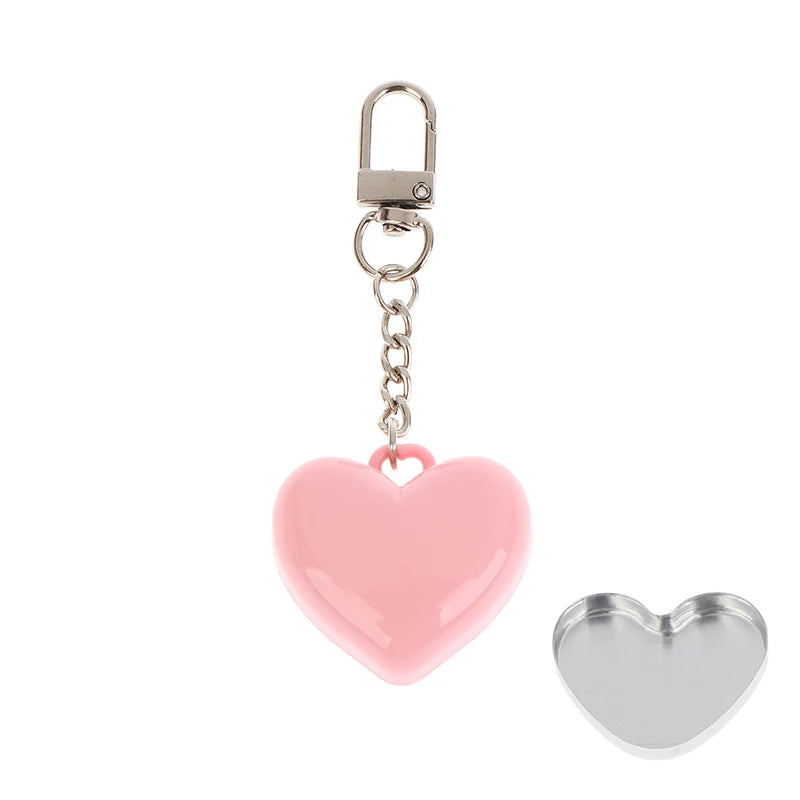 1Pcs Heart Shape Blush Empty Compact with Mirror, Keychain DIY Refillable Powder Case for Makeup
