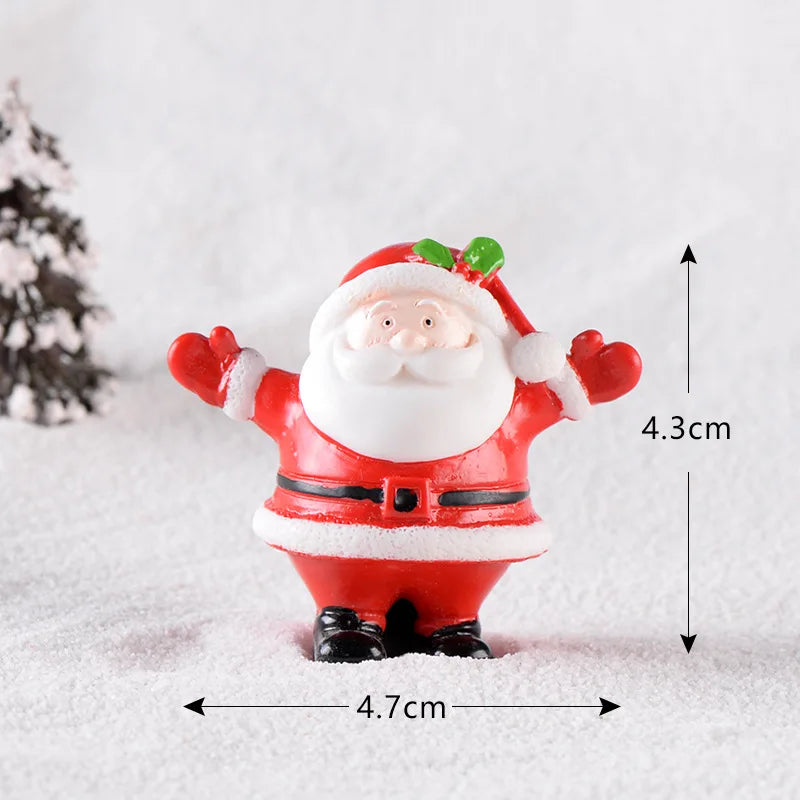 New Christmas Deer Santa Claus Sled Tree Snowman Figurine Doll House Home Decor Miniature Garden Decoration Accessories Modern