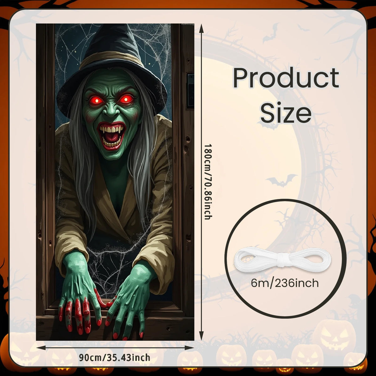 72.83x35.43 Inch Halloween Door Banner Polyester Ghost Hospital Scary Head Scene Decoration Halloween Party Supplies Photography