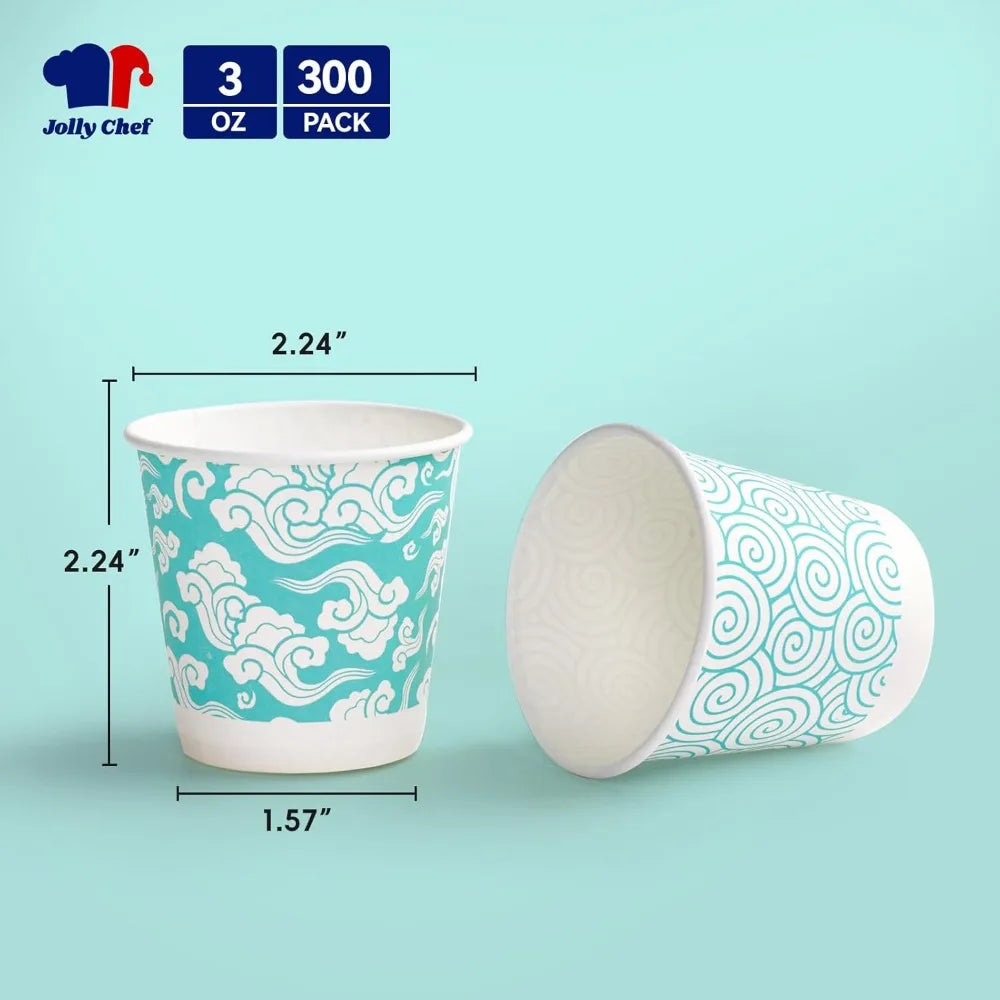 3 oz Disposable Paper Cups 300 Pack - Small Mini Bathroom Mouthwash Cups for Parties & Travel