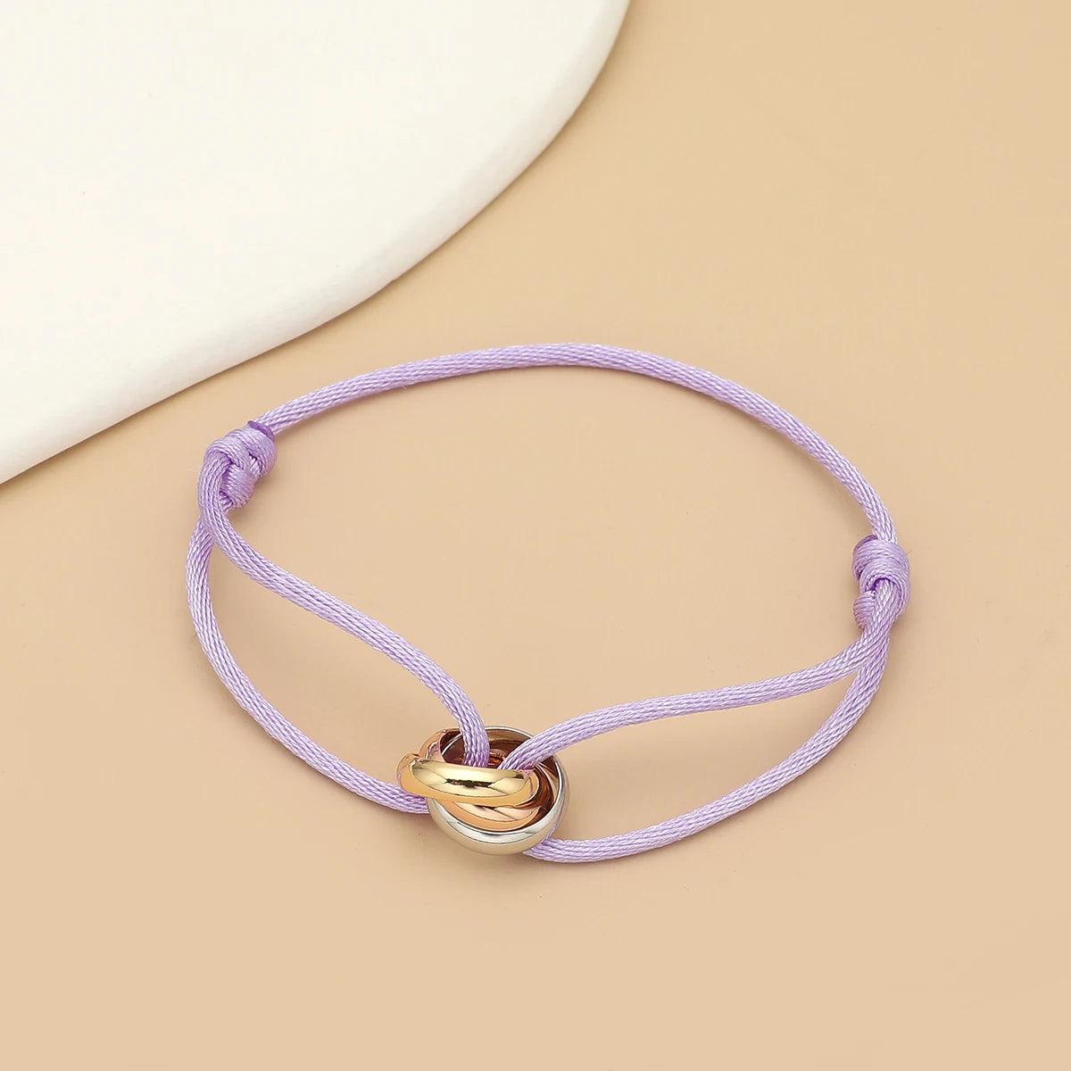 Simple Fashion Unisex Bracelet 3 Metal Round Circle Accessory Adjustable Men's Rope Bracelet for Women Jewelry Gifts