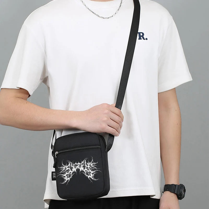Personality Rune printed Crossbody bag large capacity men shoulder bag mobile phone bag portable outdoor storage Halloween gift
