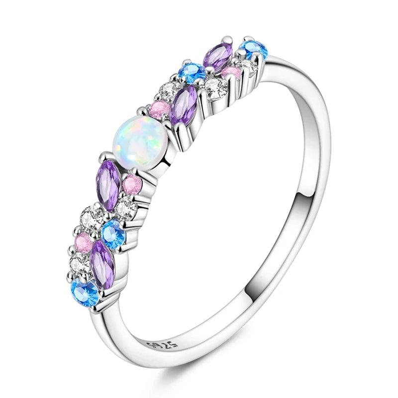 Original 925 Silver Sparkling Zircon Ring Stackable Classic Shine Stone Round Rings For Women Wedding Anniversary Jewelry Gift