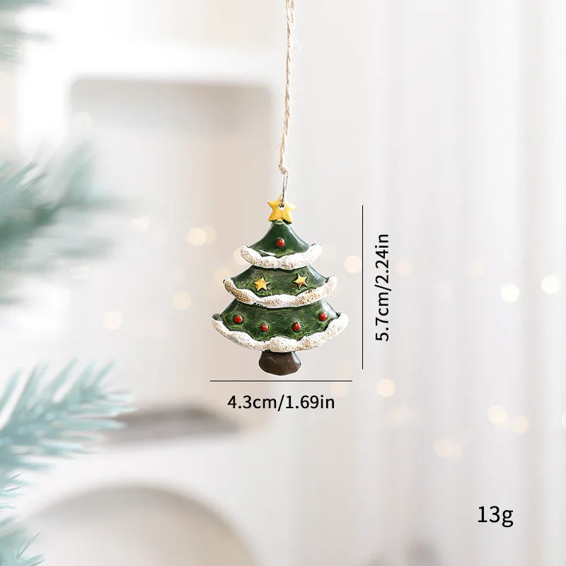 2026 Xmas Tree Pendant Cartoon Painted Santa Claus Elk Bear Christmas Stocking Resin Pendant Christmas Party Decorations 1pc
