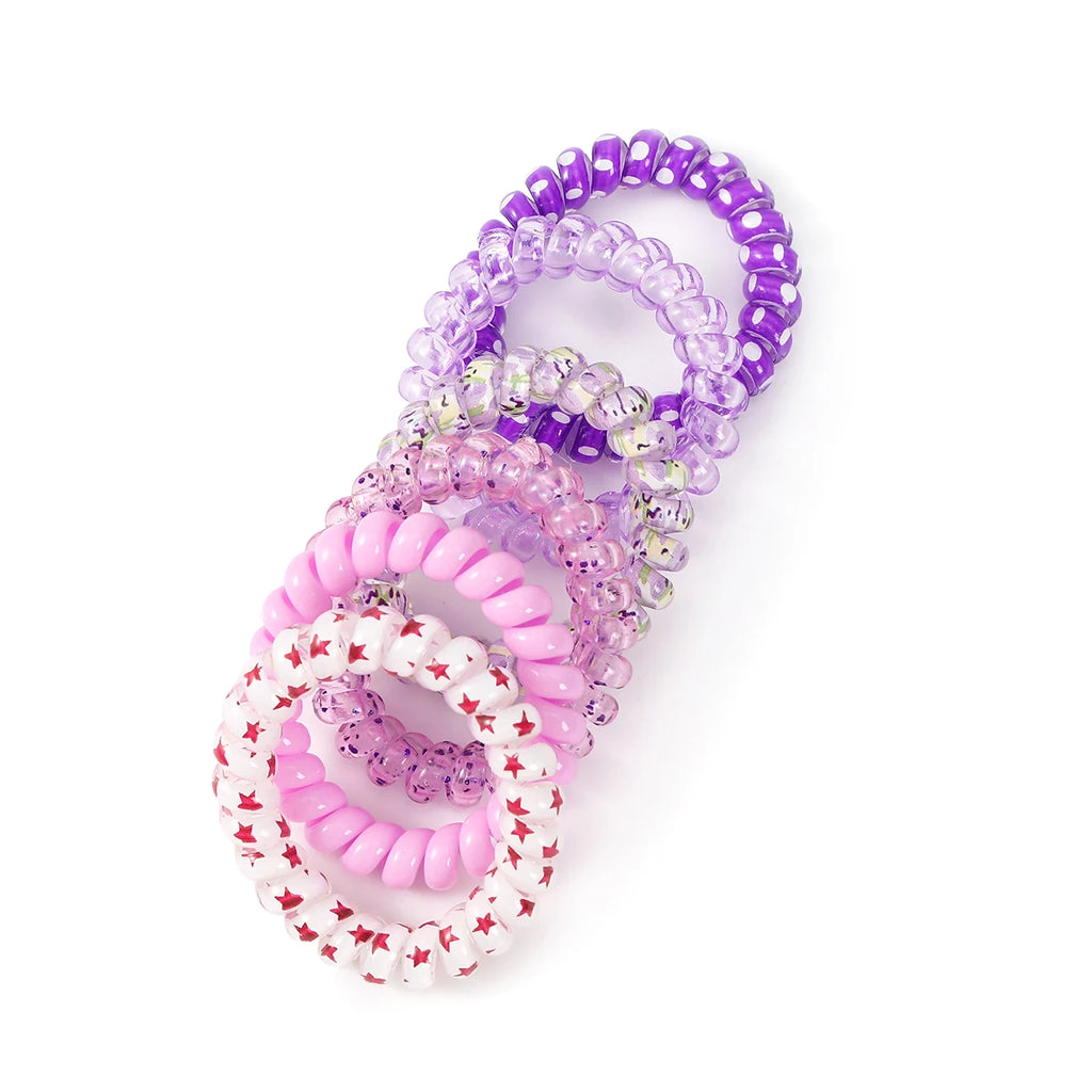 AWAYTR 6pcs Cute and Colorful Spiral Hair Ties Resin Jelly Coil Hair Rings for Women and Girls Ponytail Holders Hair Accessories