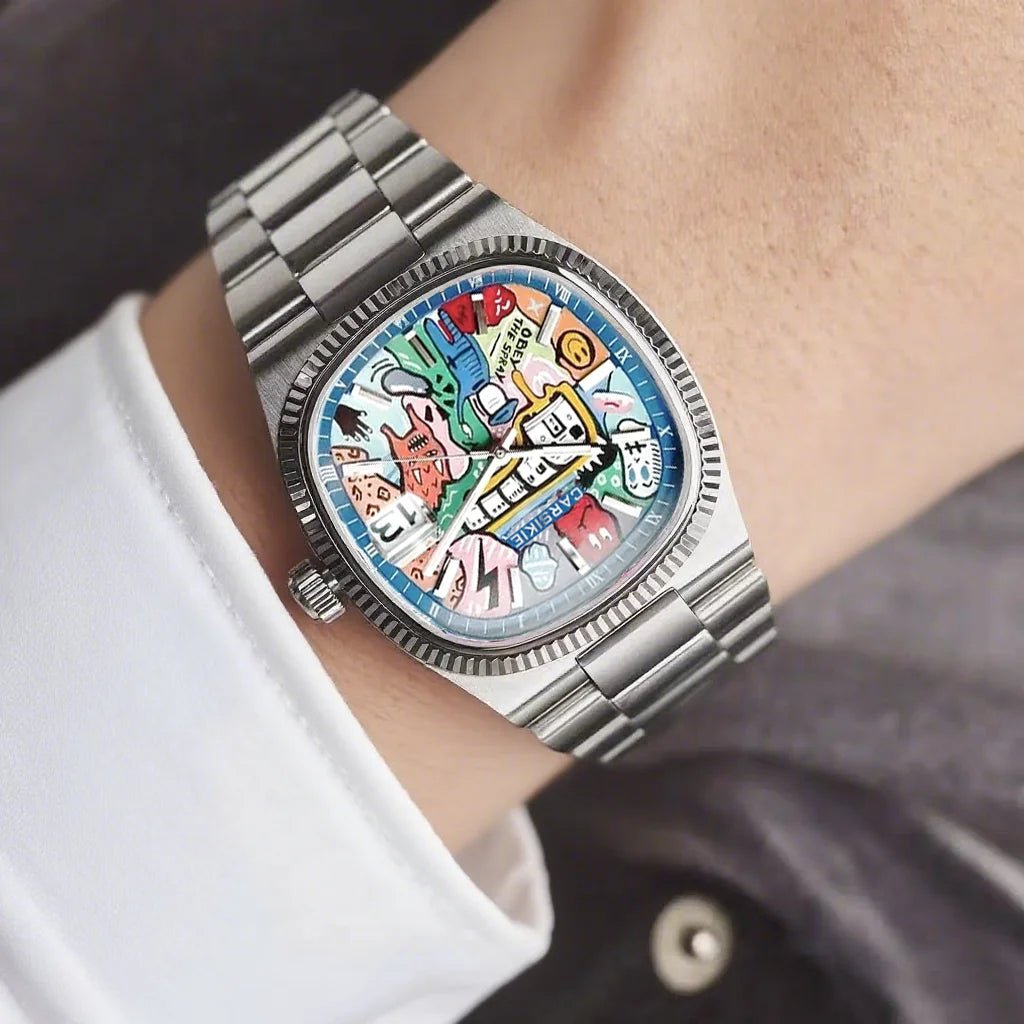 2025 New Square Men's Watch Abstract Art Dial Trendy Retro Niche Watch Luxury Gift Silver Black Gold Quartz Watch Street Style