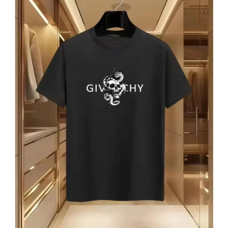2026 New Men's Summer Luxury Fashion Printed T-shirt with Pure Cotton Round Neck Is Casual and Trendy, Y2K High-en