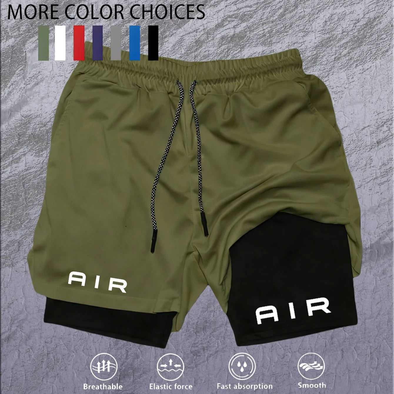 2026 Summer Running Shorts Men 2 in 1 Sports Jogging Fitness Shorts Training Quick Dry Mens Gym Men Shorts Sport gym Short Pants