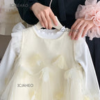 Teen Girl Clothes Children Spring Fall Girls DressGown Kids Outfit Apricot Two-piece Set Costume Baby First Birthday Princess