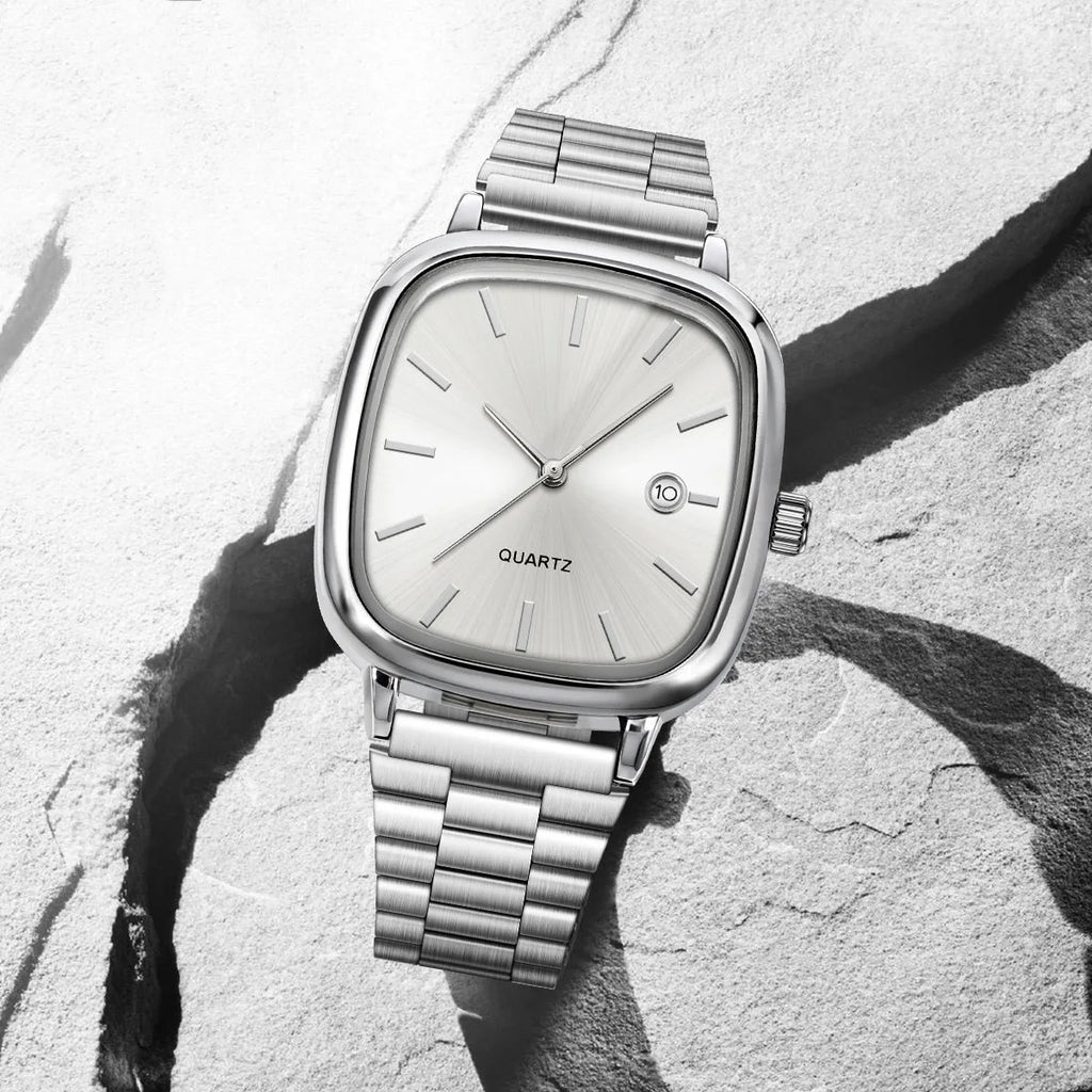 Fashion Brand Men Watch Steel Strap Business Calendar Quartz Watches Luxury Wristwatches Gift Dropshipping Big Dial Clock