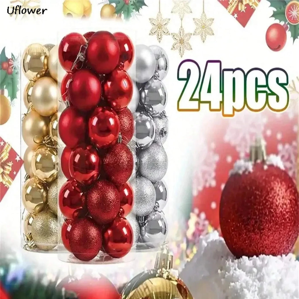 24Pcs 3CM Christmas Ball Christmas Tree Decoration Ornaments for Home Decor Halloween New Year Navidad Pendant Ball Accessory