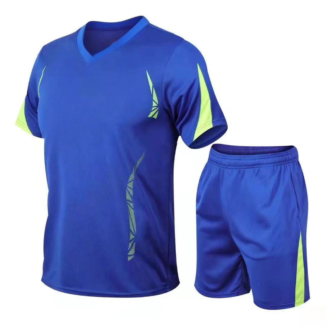 Running Sets Men Sportswear Short sleeve Clothes Fitness Basketball tennis Soccer Plus Size Gym Clothing 2 pieces Sports Suits