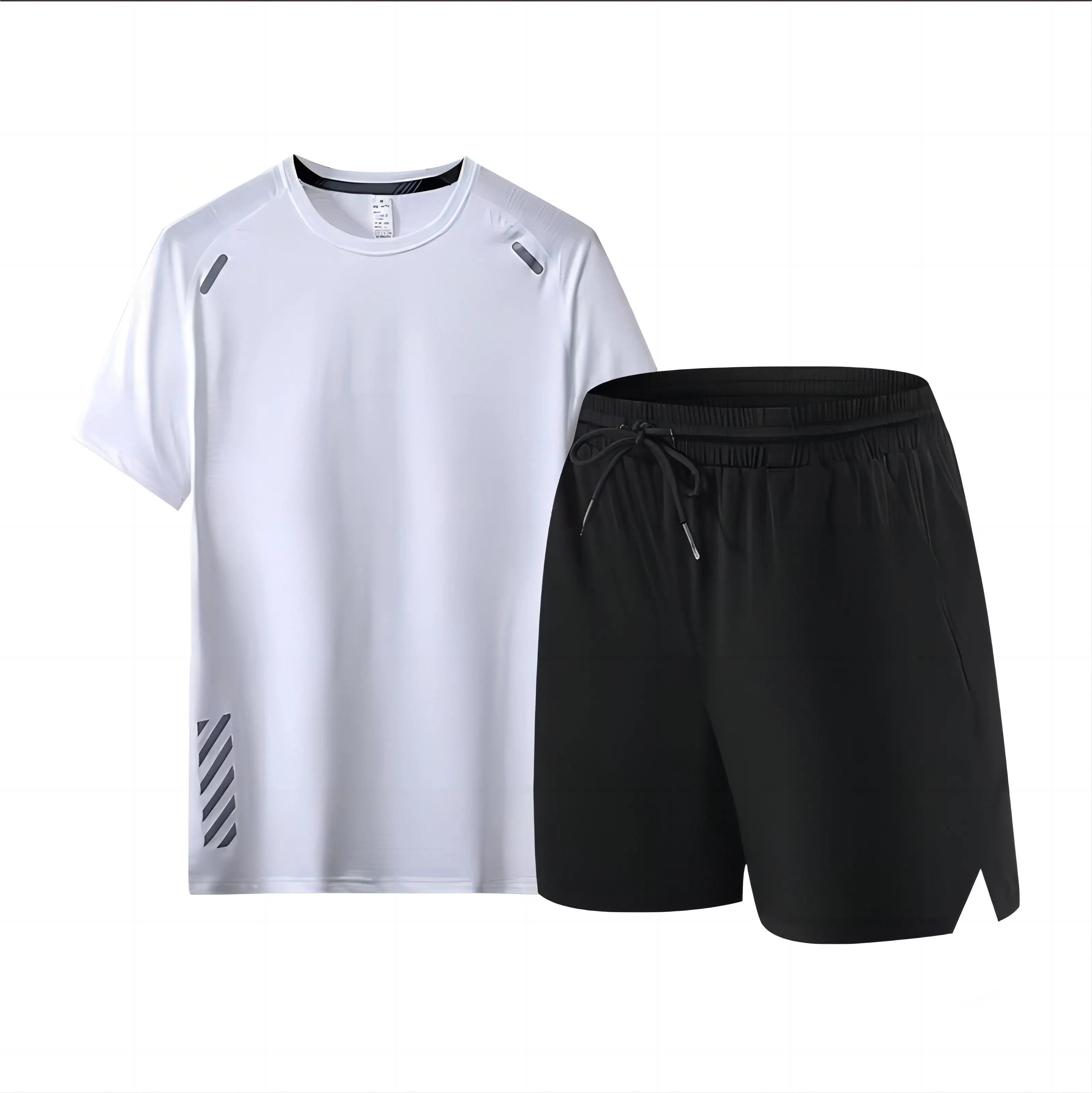 Summer Men's Sportswear Short Sleeve T-shirt Custom Printed LOGO Top Shorts Two-piece Round Neck Fitness Gym Running Suit Men