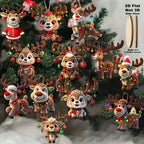 12pcs Christmas Elk 2D Wooden Pendant Christmas Party Decoration Set for Xmas Tree Ornament Perfect Indoor Xmas Celebration Gift
