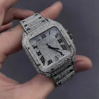 2pcs Set Luxury Diamond Men's Watches Business Stainless Steel Quartz Wristwatch Male Casual Silver Bracelet Wrist Watch