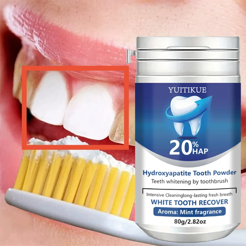 20% HAP Hydroxyapatite Tooth Powder: Teeth Whitening, Deep Cleaning, Enamel Protection, Long-Lasting Fresh Breath (Mint) 80g