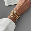 IngeSight.Z 4 Pcs/Set Bohemian Imitation Pearl CCB Beaded Bracelets Women Vintage Handmade Stretch Bangle Couple Trendy Jewelry