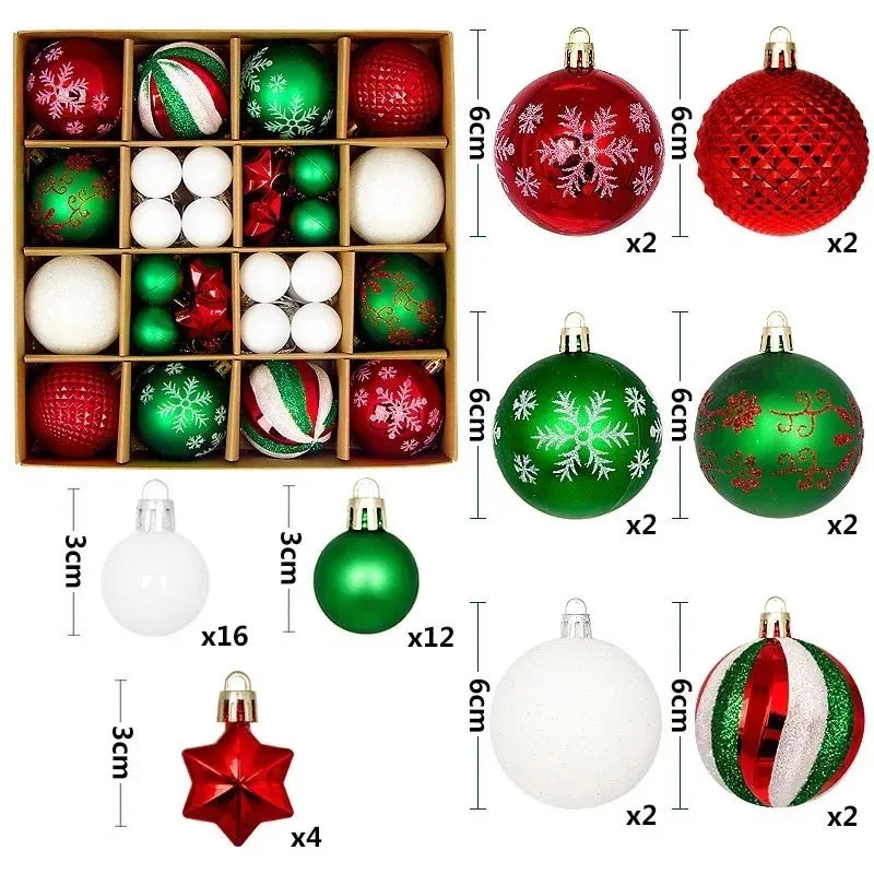 44Pcs 3/6CM Christmas Merry Balls Decoration Xmas Tree Hanging Ornament Party Home Room Decor Holiday Navidad New Year 2026 Gift