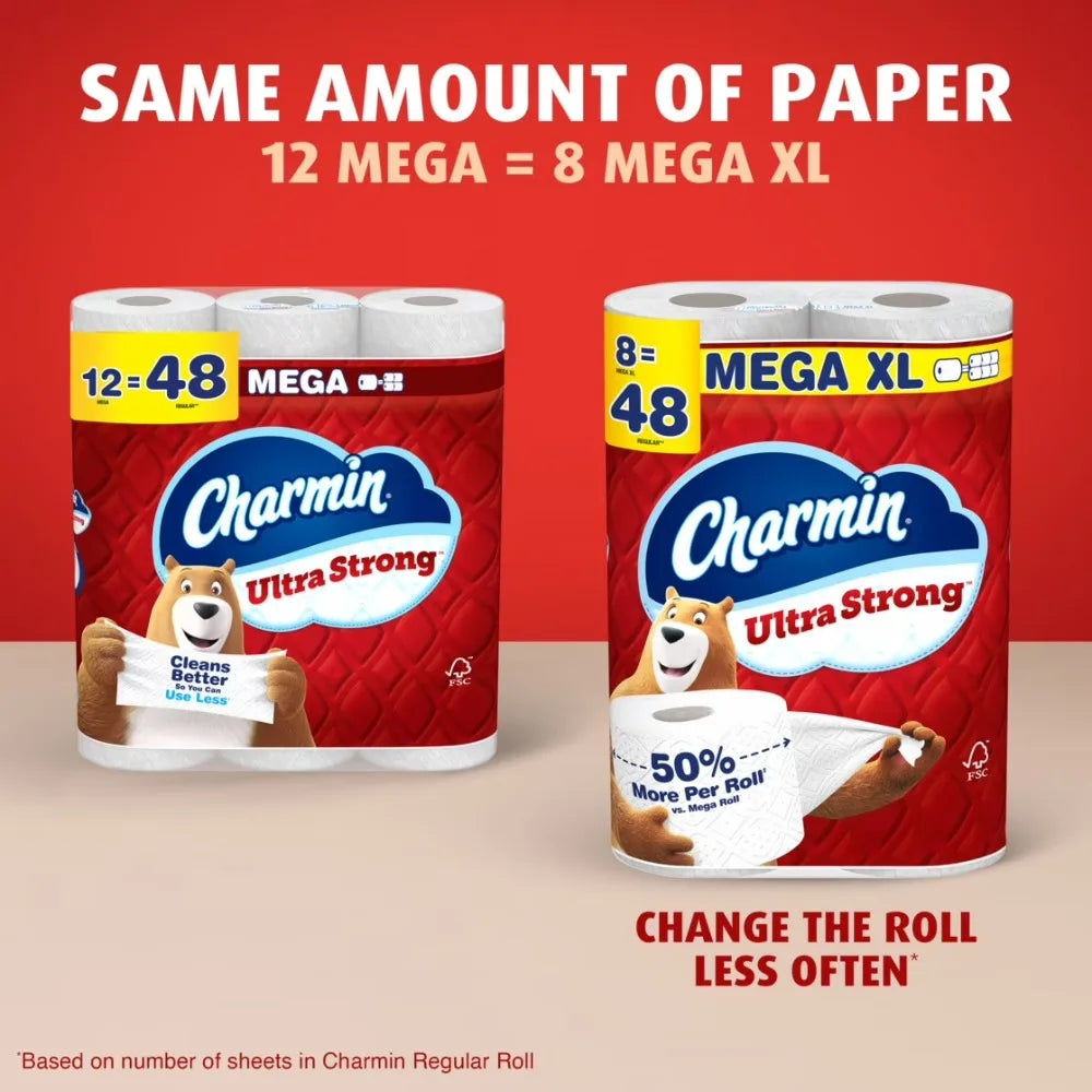 Ultra Strong Toilet Paper 12 Mega Rolls 220 Sheets Per Roll Big Discount Cost Effective Bathroom Tissue