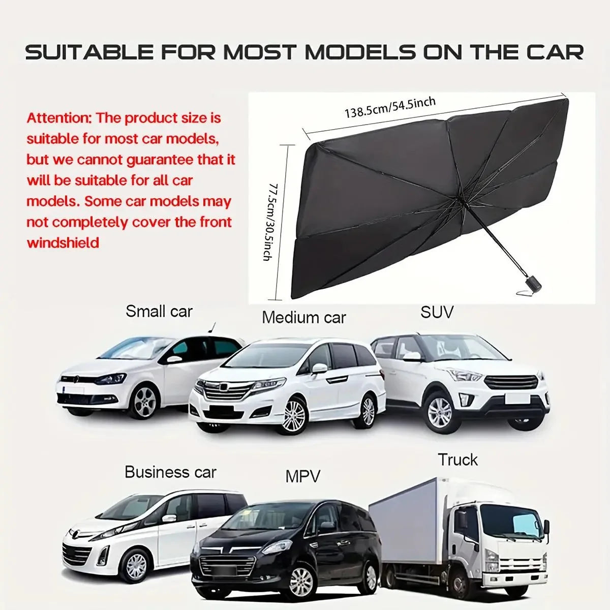 Portable Car Windshield Sunshade, Foldable Windshield Sun Umbrella, Car Exterior Accessory, Car Windshield Cooling Umbrella for Daily Use, Car Window Shades
