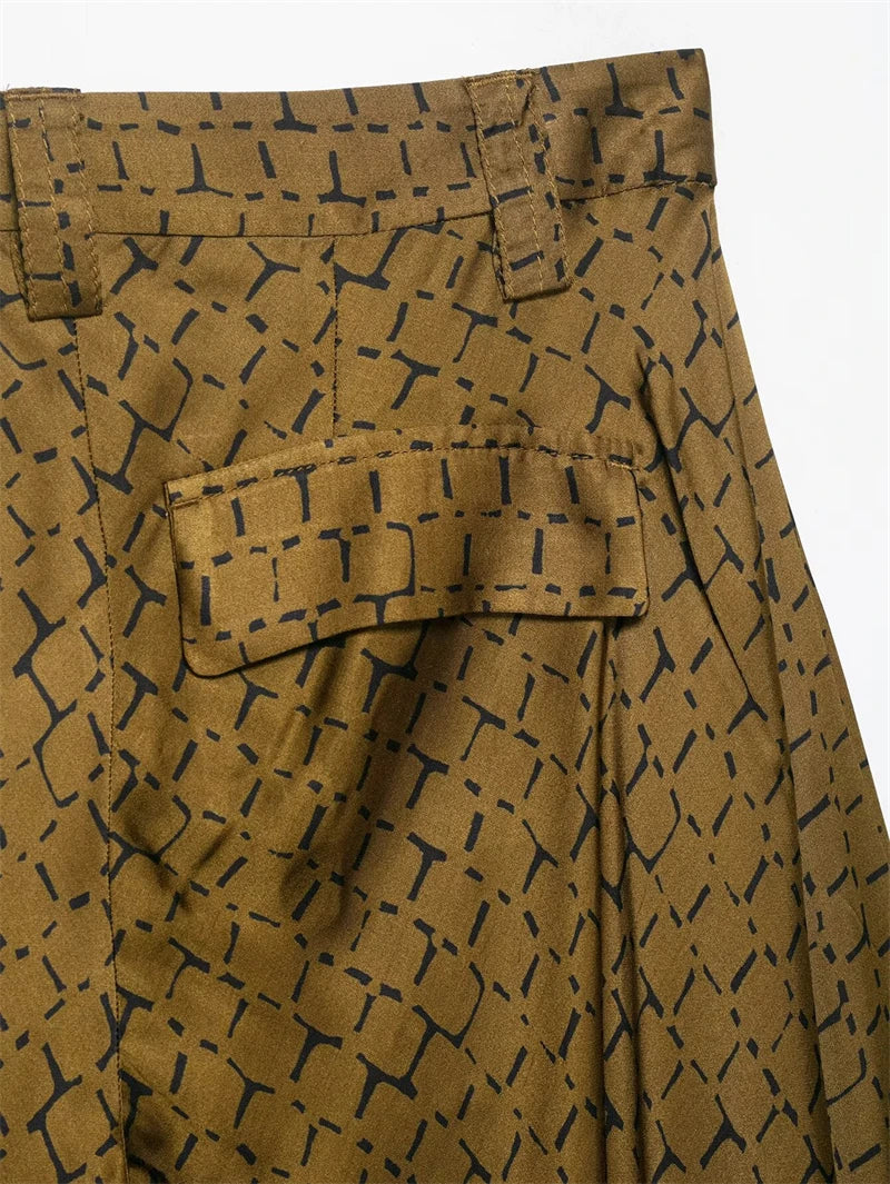 Women's Pants 2026 New Fashion Spring Summer Printed Pleated Pants for Women Casual Chic Personality Loose Female Pant